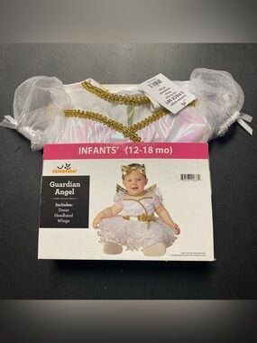 Guardian Angel Infant Costume Dress in White and Gold (12-18 mo) New